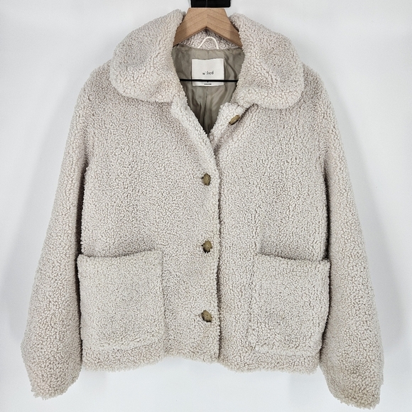 Aritzia Jackets & Blazers - Aritzia Wilfred Bone White Stanza Sherpa Teddy Coat